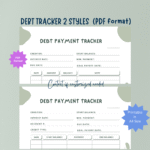 Debt Tracker Printable PDF Format A4 Size_2 Styles