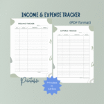 Income and Expense Tracker Printable PDF Format